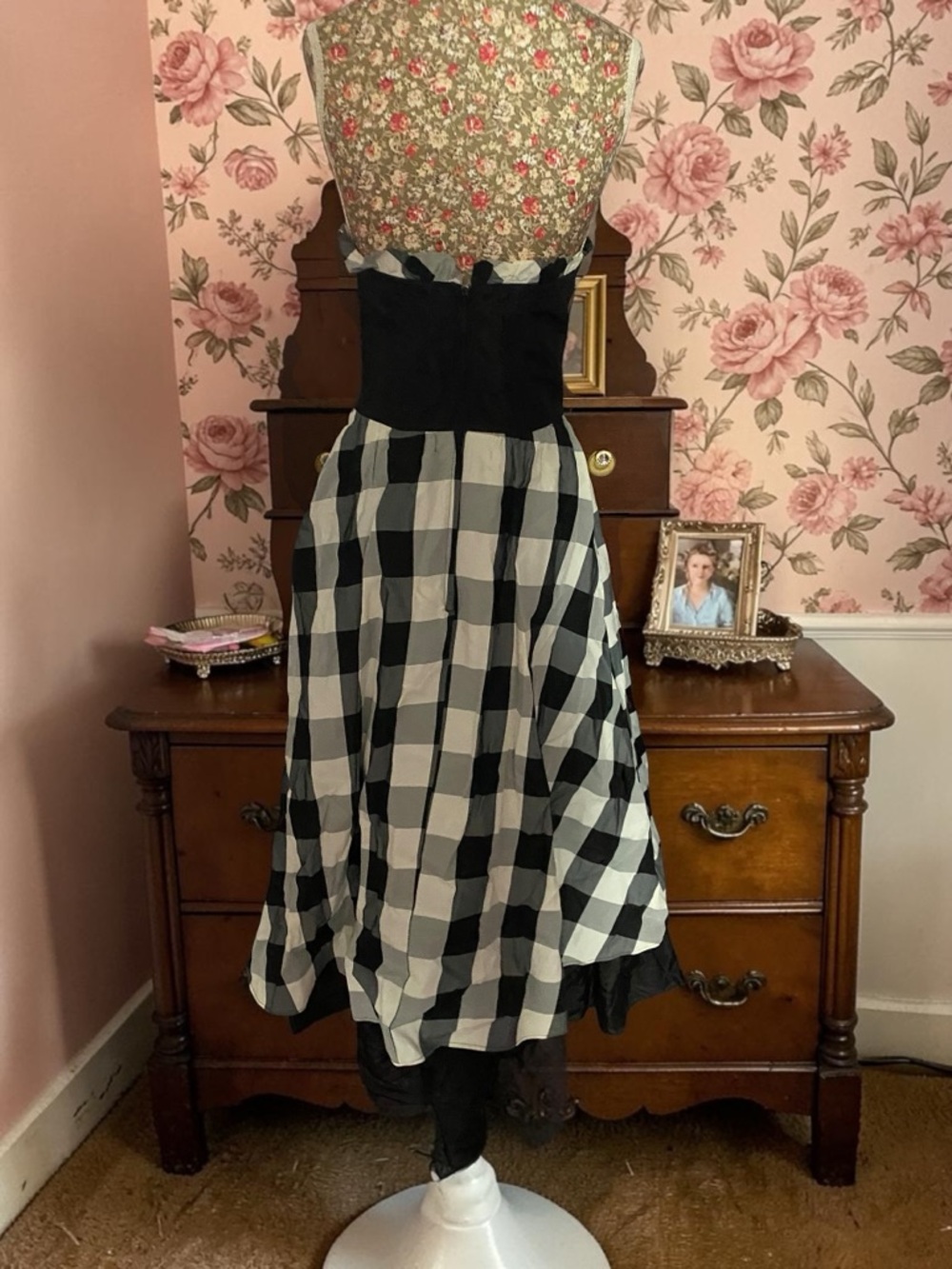 Gunne Sax Black & White Check Gown - Picture 3 of 7